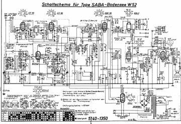 SABA Bodensee W52 ;before Ser No 406051 schematic circuit diagram